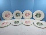 Lot 4 Wedgewood China Patrician Pink Chambers Building College Scene 10 5/8