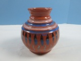 native American Design Clay Pottery Hand painted 4 1/2