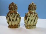 Pair Virginia Metal Crafters Brass Newport Pineapple Figure 6 1/2