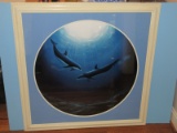 Dolphins Swimming w/Sun Glitter Above Sea Scape Artist Signed Wyland Ltd. 200/215 Edition