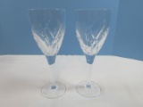Set of 2 Waterford Crystal John Rocha Signature Pattern Cut Criss-Cross Design 9 1/8