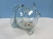 Novelty Hand Blown Green Glass Figural Fish Bubble Art Glass Fish Bowl/Vase Approx 11