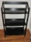 Transitional Modern Black Finish Folding Book Shelf w/3 Tier Shelves & Hinged Sides