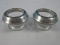 Pair Amston Sterling Silver Rim Crystal Master Open Salt pattern #120 Hollow Ware