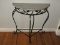 Transitional Modern Demu Lune Console Table Elegant Design Metal Base Foliate Trim Apron &