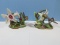 2 Andrea Bisque Porcelain Hummingbird Figurines Blue-Throated w/Lilies, Goldband & Ruby-
