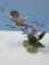 Maruri USA Fine Porcelain & Bronze Studio Design Violet-Crowned Hummingbird w/Gentian