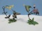 2 Collectors Franklin Mint Porcelain & Bronze Figural Hummingbirds & Flowers-Approx 6 1/2