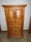 Knotty Pine Early American Style Lingerie Chest Double Shutter Panel Doors 4 Base Drawers w/