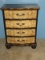Impressive Ornate French Inspired 4 Drawer Chest Faux Slate Texture Top Painted Bellflower &