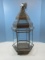 Pottery Barn Old World European Style Pillar Candle Lantern Glass panels w/Metal Frame on