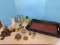 Lot Pottery Barn Wood Tray Slot Handles 20