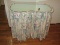 Kidney Shaped Vanity Dressing Table w/Pleated Fabric Skirt Stem Wild Pink Rose Pattern &