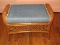 Wicker Rattan Ottoman w/Removable Demin Cushion Herringbone Pattern Trim Cushion-