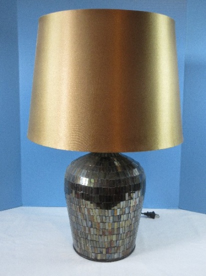 Pier 1 Amber Bronze Mosaic Hollywood Regency Stylized 24" Lamp