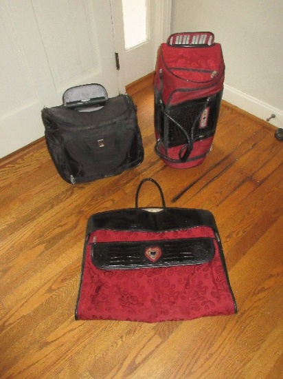 Lot Brighton Luggage Weekender Rolling Duffel Bag Carry-On & Garment Travel Bag + Travel Pro