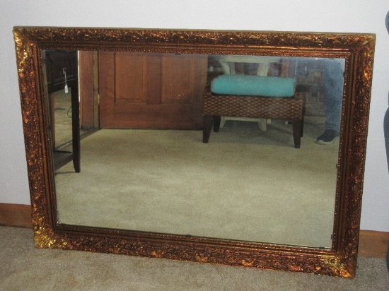 Striking Rococo Style Heavily Embellished Relief Design Wall Mount Mirror-48" x 34 1/2"