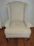 Furniture America Queen Anne Style Wingback Chair Mahogany Legs