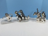 Set of 3 Franklin Mint Collectors Porcelain Whimsical Comical Penguin Figurines by Michelle