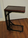 Traditional C Shape Slim Side Table Metal Ornamented Base- 22