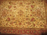 Classic Persian Design Area Rug w/Fringe Camel/Cinnabar Colors- Approx 92