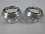 Pair Amston Sterling Silver Rim Crystal Master Open Salt pattern #120 Hollow Ware