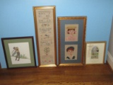 Lot Framed Needlework Religious Sampler 26 1/4