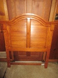 Knotty Pine Early American Style Arched Pediment Shutter Twin Size Headboard-53 1/2