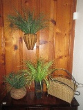 3pc Vignette Rope Wall Pocket Wood Trim, Rope Basket Planter & Resin Vase w/Ornament