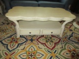 Riverside Furniture French Countryside Scalloped Coffee Table w/Lower Shelf & Pass Through