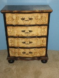 Impressive Ornate French Inspired 4 Drawer Chest Faux Slate Texture Top Painted Bellflower &