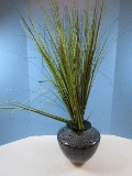 Stunning Maestri Vetrai Italian Onyx/Silver Case Glass Vase Fleck Accent 9 1/2