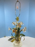 Gorgeous Vintage Metal Italy Tole Style Lilies Stem Flowers & Foliage 32