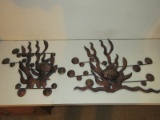 Pair Post Modern Tin Wall D‚cor Sculptures Swimming Fish & Aquatic Plants-25
