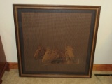 Equestrian Horses & Houndstooth Design Framed Scarf-Approx 37 1/2
