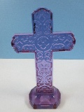 FK Lead Crystal Lavender Scroll & Medallion Design 8 1/2