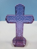 FK Lead Crystal Lavender Scroll & Medallion Design 8 1/2
