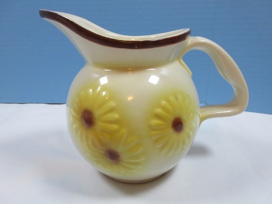 Collectors Hull Art Pottery Floral No. 46 Pattern 1 Qt. Pitcher Kitchen Ware Line Yellow