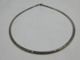 Italy 925 Sterling Silver Milor Swage Snake Chain Choker Necklace Wgt. 22.96G+/-, 15 3/4