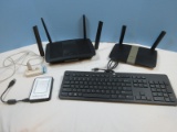 Lot Electronics Linksys Wireless Network Wi-Fi Routers, Belkin Hi-Speed USB 2.0