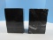 Pair Heavy Marble Block Bookends Mid Century Modern Beveled Edge 7 3/8
