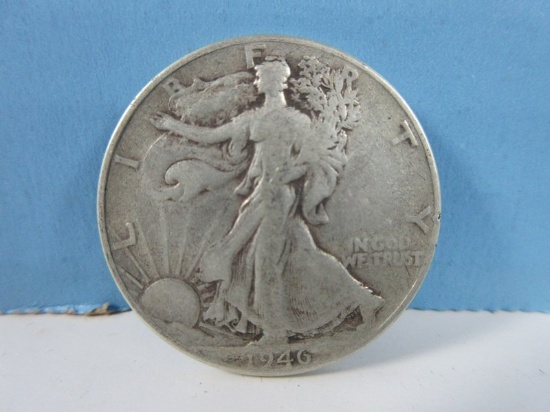 1946 Walking Liberty Silver Half Dollar Coin Philadelphia No Mint Mark 90% Silver