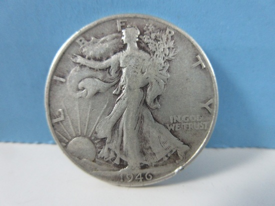 1946 Walking Liberty Silver Half Dollar Coin Philadelphia No Mint Mark 90% Silver
