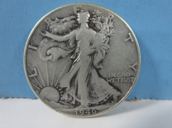 1946 Walking Liberty Silver Half Dollar Coin Philadelphia No Mint Mark 90% Silver