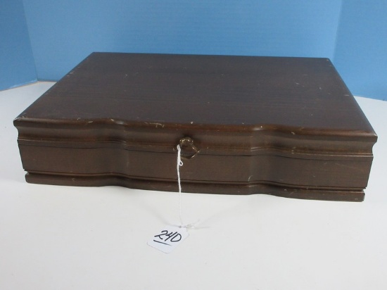 Wooden Silverware Storage Chest 12 Knives Slots Lined Interior
