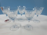 Set of 5 Gorham Crustal Clear Cherrywood Pattern Cut Criss-Cross Fan on Bowl 5 5/8