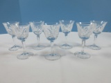 Signed Set of 7 Gorham Crystal Clear Cherrywood Pattern 3 7/8