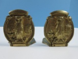 Pair Art Brass Co. N.Y. Relief Scholarly Owl 4