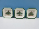 3 Spode China Christmas Tree Green Trim 4 1/2