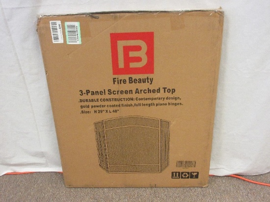 Fire Beauty 3 Panel Fireplaces Screen Arched To Contemporary Design Gold Powder Coated